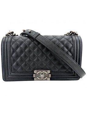 Chanel Shoulder Bag Quilted Boy CC Logo Crossbody Boy Caviar Leather Black